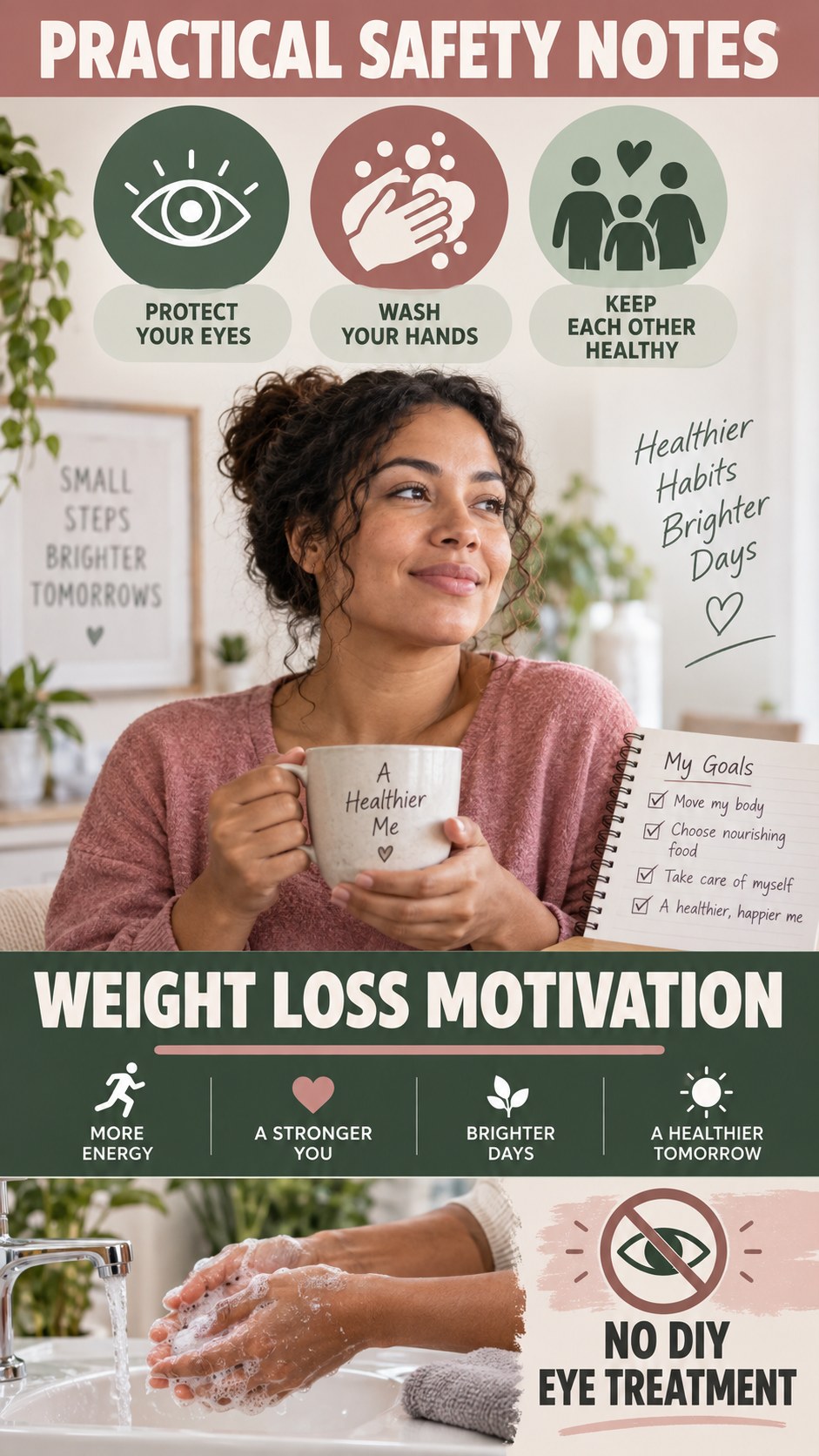 Eye and Newborn Safety infographic for Weight Loss Motivation, presenting respectful oral herpes comfort, hygiene, and safety education.