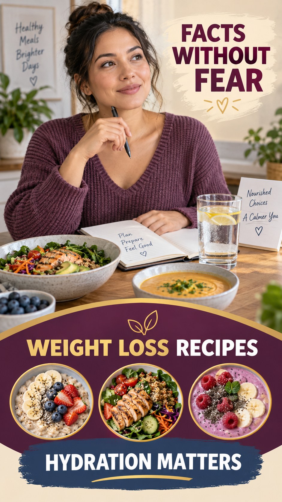 Meal Comfort Awareness infographic for Weight Loss Recipes, explaining that possible cold-sore triggers vary by person.
