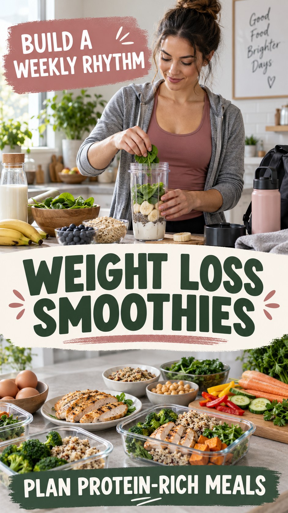 Protein-Rich Food Planning infographic for Weight Loss Smoothies, showing practical metabolism-support habits for an active lifestyle.