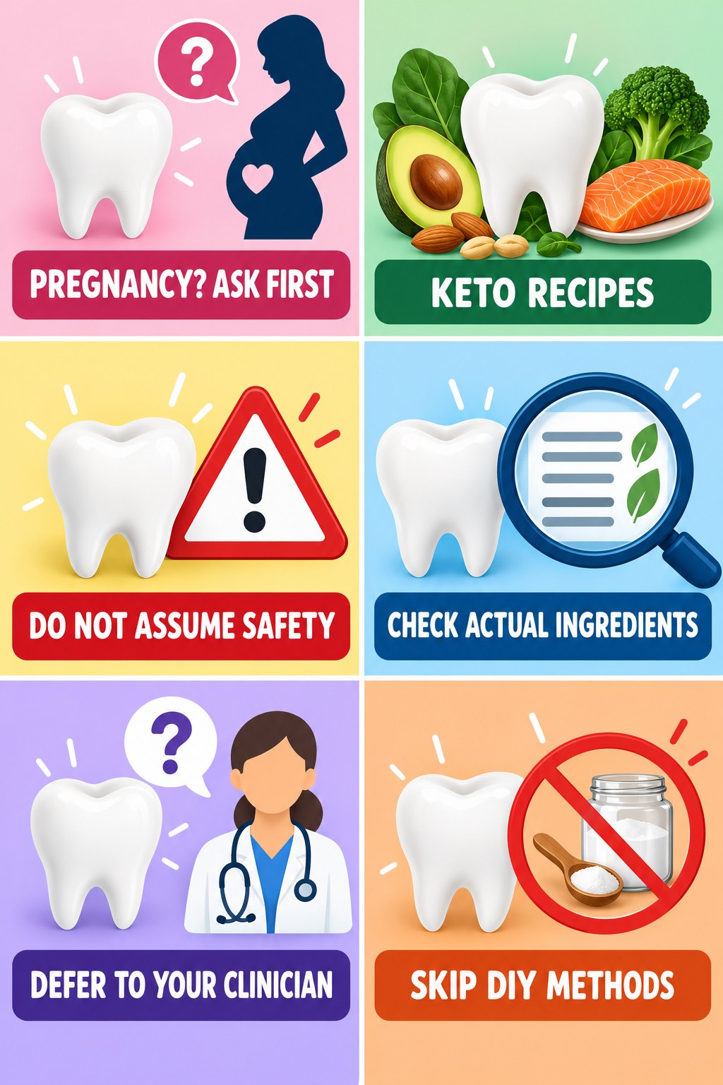 Whitening During Pregnancy Requires Caution infographic for Keto Recipes with four concise whitening-sensitivity safety points.