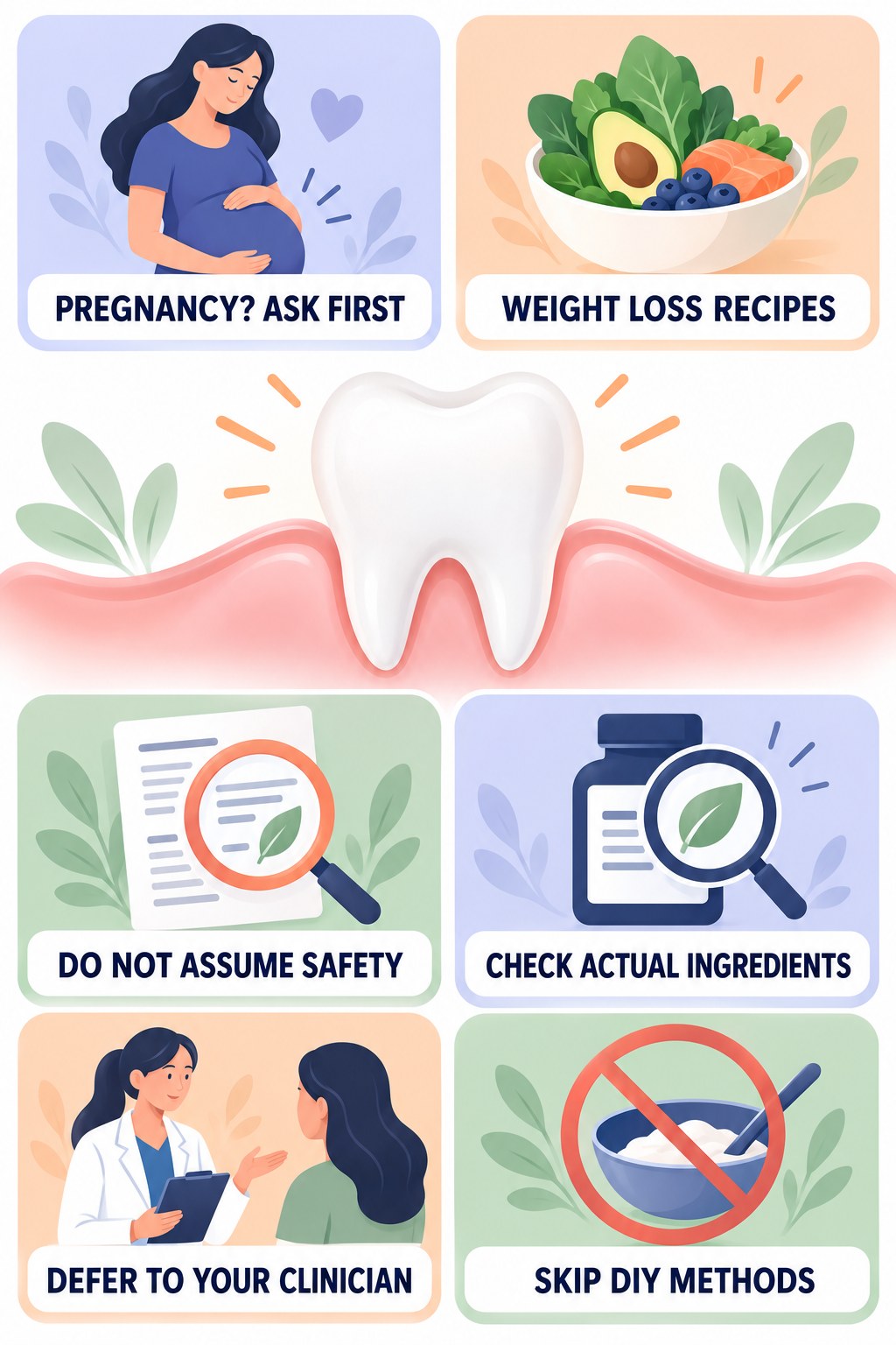 Whitening During Pregnancy Requires Caution infographic for Weight Loss Recipes with four concise whitening-sensitivity safety points.